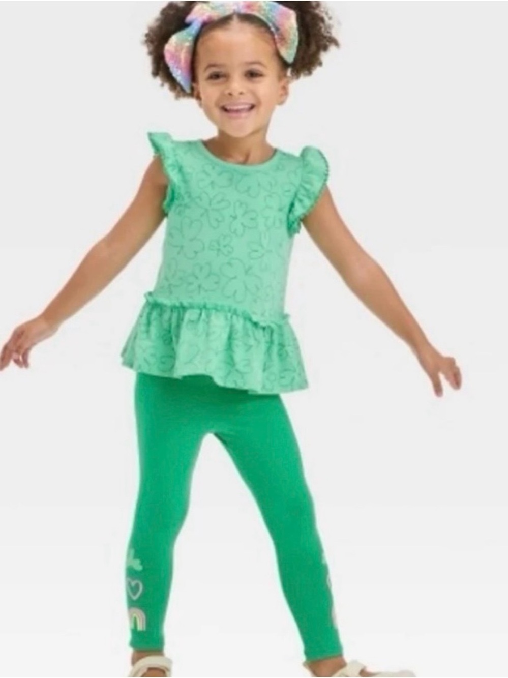 Toddler Girls' Clover Top and Bottom Set - Cat & Jack Lime Green Size 3T